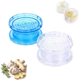 Manual y transparente prensa de ajo & Jengibre, Triturador y picador (2pcs) Picadora manual de cocina de plástico, duradera y fácil de limpiar; rápida y compacta, ideal para chiles, jengibre y hierbas