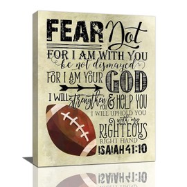 Inspirational Football Wall Art Bible Verse Motivational Quotes Pictures Wall Decor Canvas Prints Framed Modern Sport Theme Painting Artwork for Bedroom Office Living Room Bathroom Dining Room 12"x16"