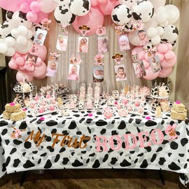 Cheereveal My First Rodeo Photo Banner Bunting Garlands for Girls - Wild West Theme 1st Birthday Party Decorations, Western Cowgirl Birthday Supplies Newborn to 12 Month