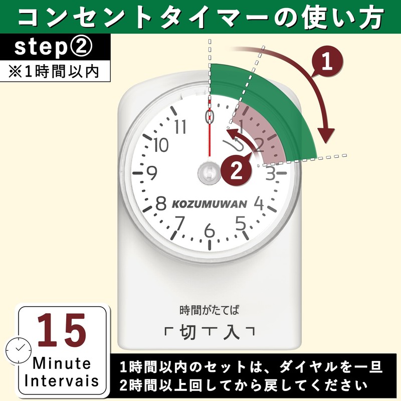 Dial Timer Outlet On/Off 11-Hour Type 15-Minute Setting Repeat Tracking