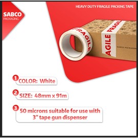 SAIPOM 1 ROLL of Fragile Packaging Tape 48mm x 100 Meters for Parcels and Boxes. Heavy Duty Fragile Packing Tape Provides a Strong, Secure and Sticky Seal for Your Boxes Extra Large Roll