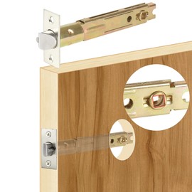 5" Backset Entry Door Latch Fits 19/64" (7.6mm) Square Interface Knobset, Square Corner Faceplate, Non-Handed, Satin Nickel