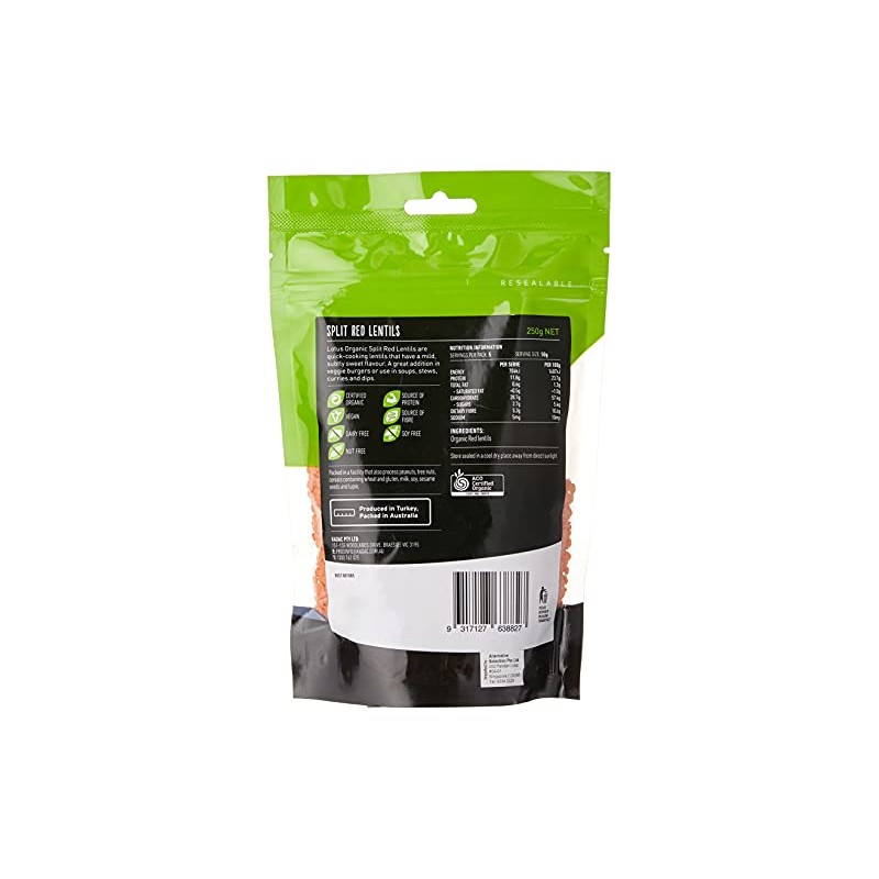 Lotus Organic Red Split Lentils 250 g, 250 g