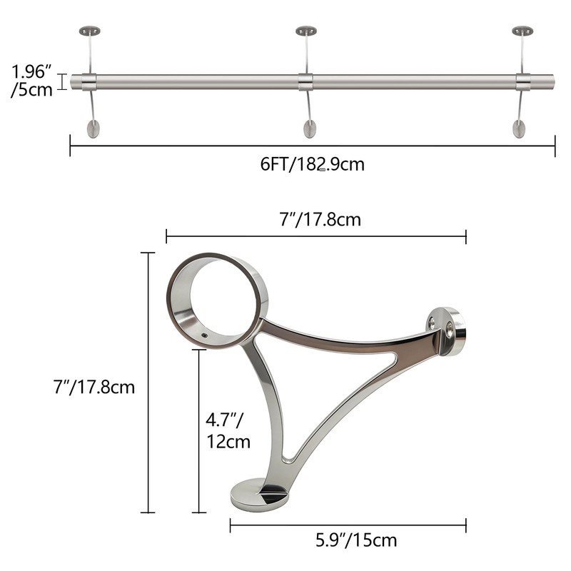 6ft Bar Foot Rail Kit for Kitchen Island Indoor Outdoor,