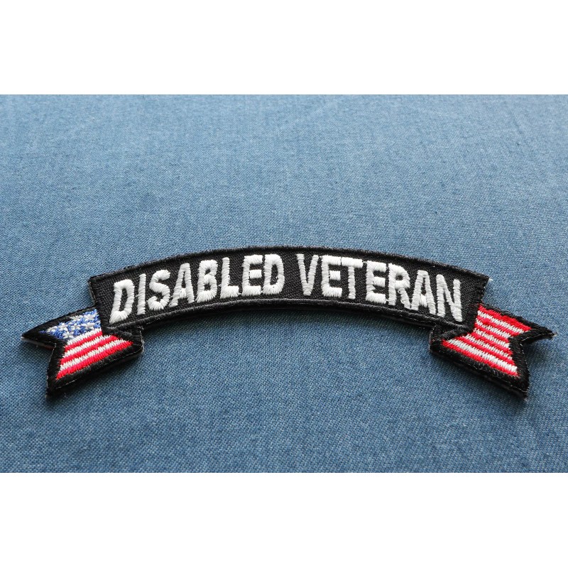 Ivamis Disabled Veteran Patch with American Flag Tips- 4x1.5 inch