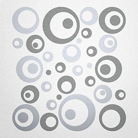 WANDfee® Wall Tattoo, Circles, Dots, 50 Stickers, Colour Choice For Children's Bedroom, Living Room, Hallway, Bathroom, Kitchen, Tile Stickers, grey