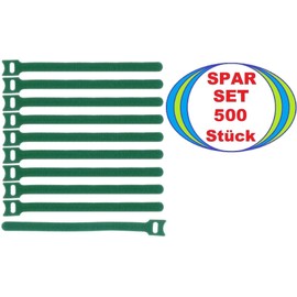 500 x Velcro Cable Ties 200 x 25 mm Green Cable Ties Cable Velcro Tape - Resealable / Reusable (500, 200 x 25 mm Green)