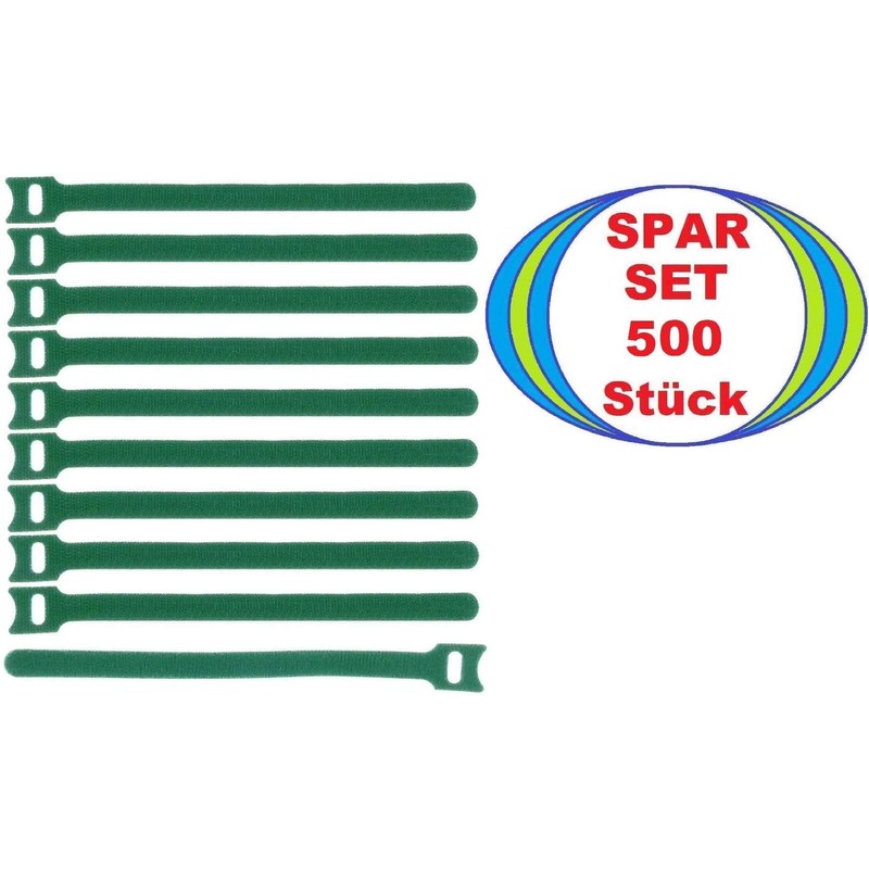 500 x Velcro Cable Ties 200 x 25 mm Green
