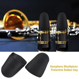 Bnineteenteam 2 Pieces Rubber Sax Saxophone Clarinet Mouthpiece Cap Saxophone Mouthpiece Protector Saxophone Accessories (Black) Musical Instrument Accessories