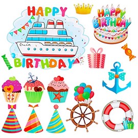 15 Pcs Birthday Cruise Door Decorations Funny Cruise Door Magnets Magnetic Cruise Accessories Must Haves Carnival Happy Birthday Door Sign Reusable Birthday Magnets for Ship Party Refrigerator Cabin