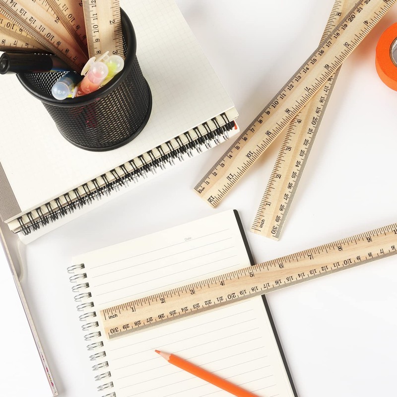 ZZTX 3 Pack Wooden Ruler 12 Inch Rulers Bulk Wood
