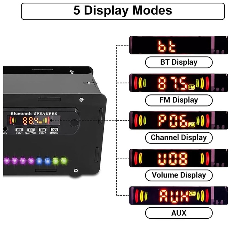 Stroagymoon DIY Bluetooth Speaker Kit LED FM Radio USB Mini