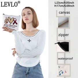 LEVLO Mehrere Myeloma-Bewusstseins-Kosmetiktasche, Krebs-Krieger, Geschenk, mehrere Myeloma-Bewusstseinsbänder, Make-up-Tasche mit Reißverschluss für Frauen und Mädchen