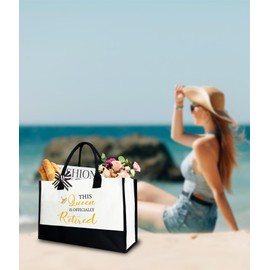 This Queen is Officially Retired Tote Bag for Women, Retirement Canvas Tote Bag Gift for Grandma, Coworker, Mother, 12x17 inch