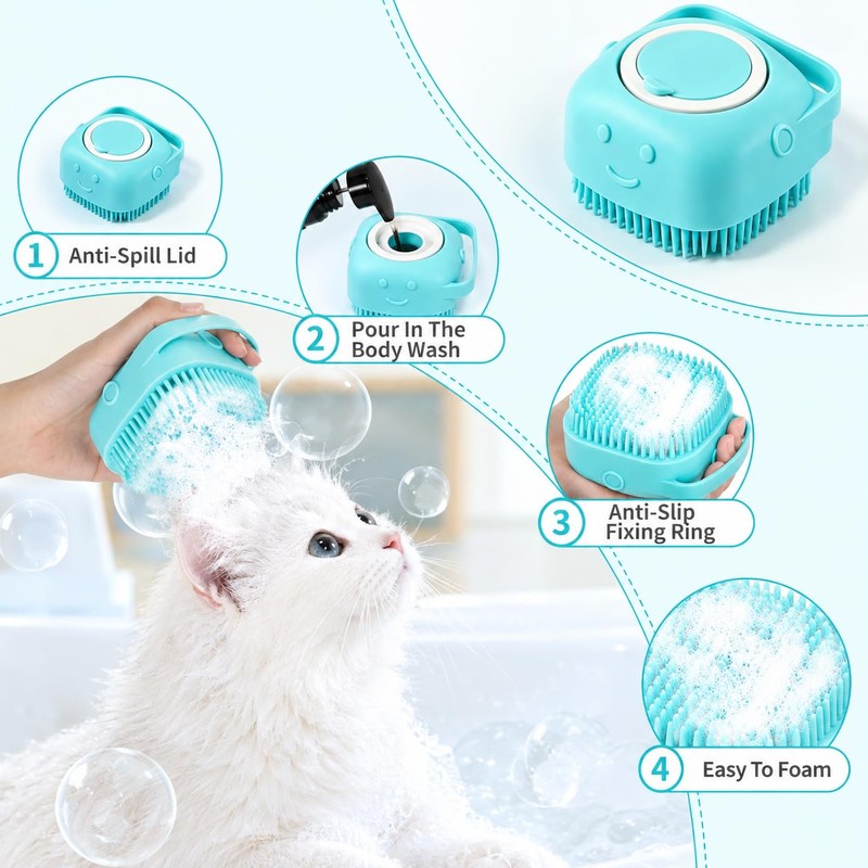 7Pcs Dog & Cat Grooming Kit, Deshedding Brush, Bath Scrubber,