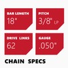 KAKEI 18 Inch Chainsaw Chain 3/8" LP Pitch .050" Gauge