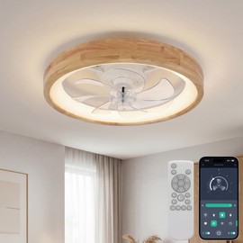 Ceiling Fans with Lights, 20'' Ceiling Fans with Lights and Remote, Low Profile Ceiling Fan with Light, 3 CCT & Dimmable, 6 Fan Speed, Remote&App Control Ceiling Fan for Bedroom, Living Room, Kitchen