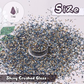 Crushed Glass Craft Glitter for Resin, Irregular Metallic Crystal Chips Sprinkles Chunky Glitter Shiny Nail Sequins Flakes for Nail Art DIY Jewelry Making Decoration Vase Filler (2-4mm)