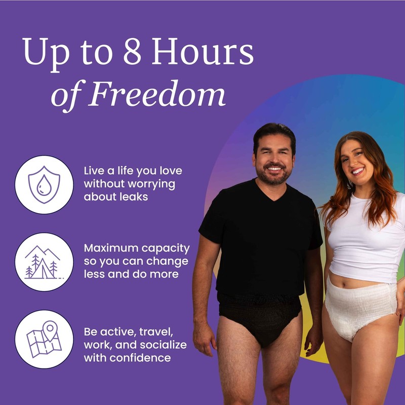 NorthShore GoSupreme Overnight Incontinence Underwear, 8-Hour Pullup Style, Medium, 56