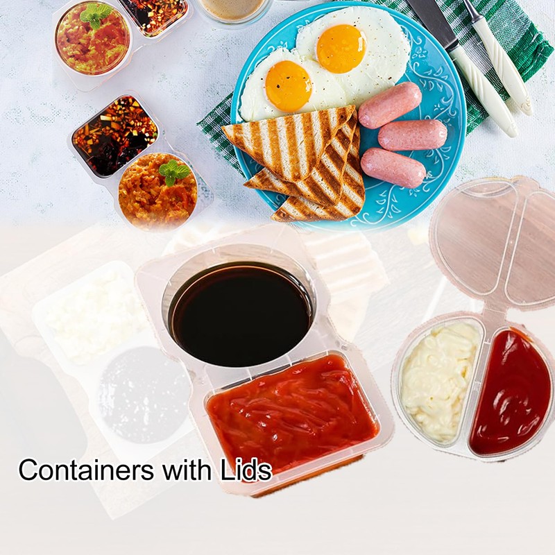 WEZCHUGHAOL 20 Pcs Double Compartment Condiment Containers with Lids 2024