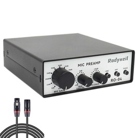 Rodyweil RO-04 Pro Mic Preamp 0~72db Adjustable Gain Boost with Hi-Z, 48V, HPF, Phase for Dynamic Condenser Ribbon Microphone, Guitar, Bass Recording and Podcasting