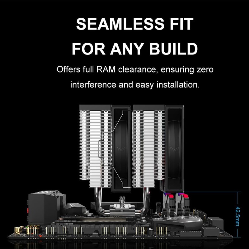SAMA A60L Dual Tower CPU Air Cooler, 6 Heat Pipes,
