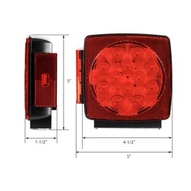 MAXXHAUL 50343 12V LED Submersible Left and Right Trailer Lights for Trailers Less than 80" Wide