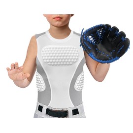 Youper Youth Baseball Padded Chest Protector Shirt, Rib Heart Sternum Guard for Football, Softball & Lacrosse (White/Grey, Small)