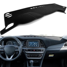 MusTree Dash Cover Mat Fit for Hyundai Sonata 2015 2016 2017 2018 2019 Dashboard Cover All-Black Dash Mat with Anti-Slip Silicone Granules Pad Accessories