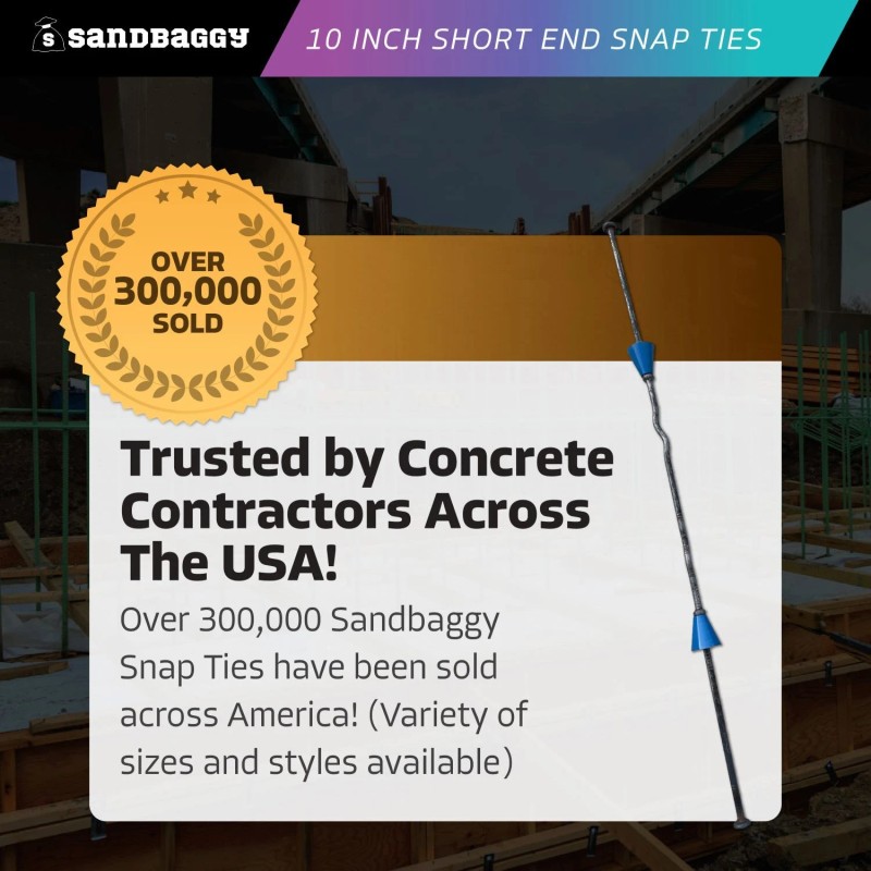 Sandbaggy 10" x 4 ¾" Standard Snap Ties For Concrete