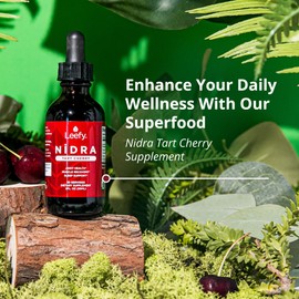 Leefy Organics Tart Cherry Supplement Nidra - Fast Absorbing, Non-GMO, Gluten-Free - Promotes Recovery, Joint Support, Sleep & Circulation for Adults - 2 Oz