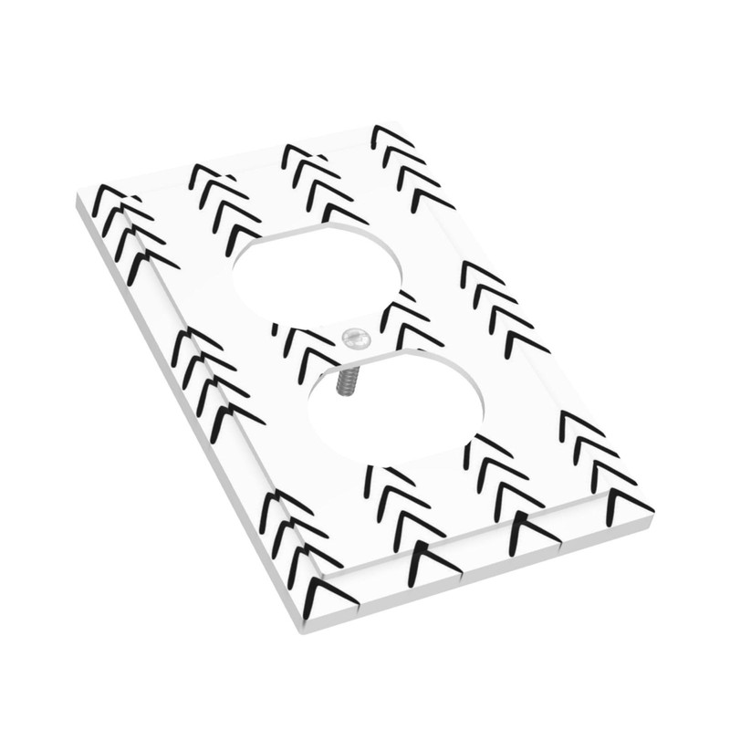 Black White Modern Striped 1 Gang Electrical Duplex Outlet Cover