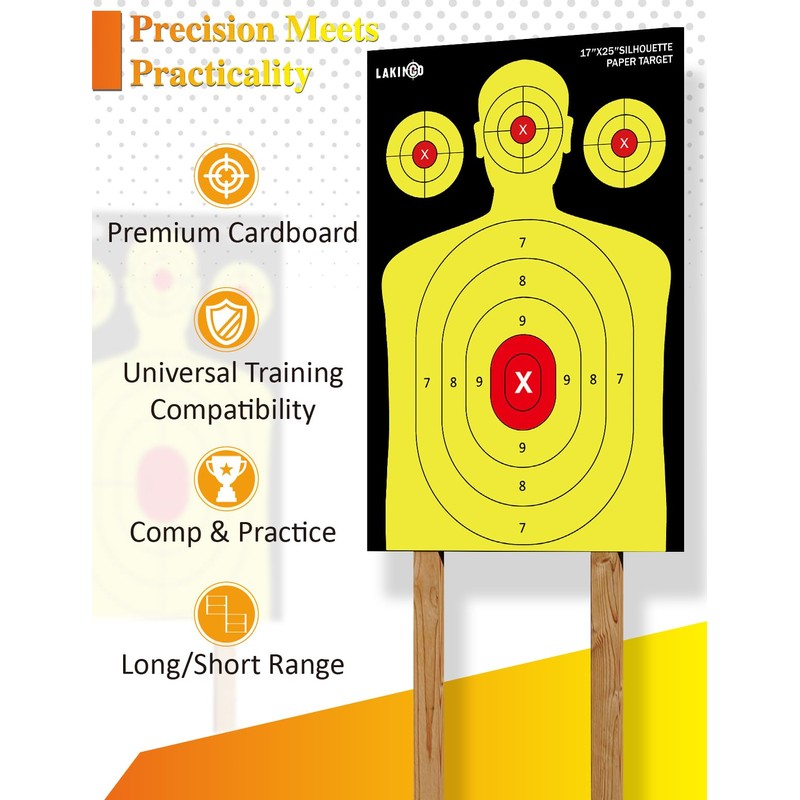 17x25 Inch Silhouette Shooting Target Paper-High-Visibility Reactive Target for Indoor