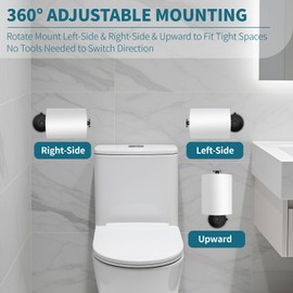 BONSPHY Toilet Paper Holder no Drilling for Bathroom, Washroom, Kitchen, Restroom & RV, Suction Cup Tissue Holder Wall Mounted, Strong Adhesive, Matte Black, 2 Pack