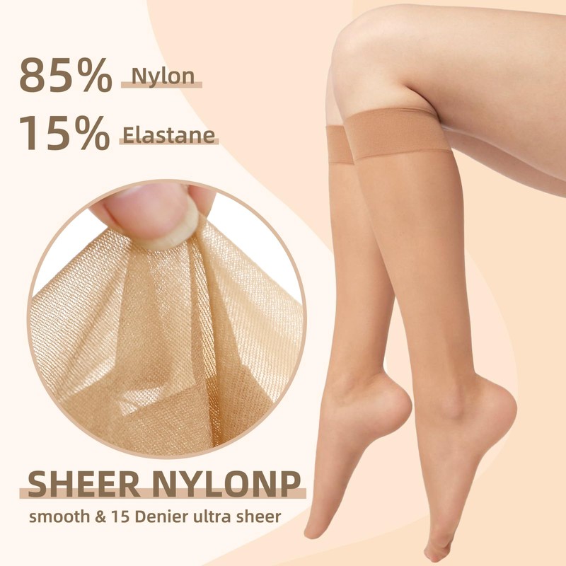 MANZI 12 Pairs Lady's Sheer Knee High Stockings, 12 Pairs