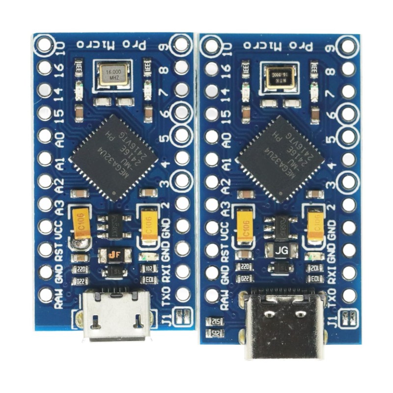 2 Pack Micro/Type-C USB ATMEGA32U4 Module 5V 16MHz Development Board