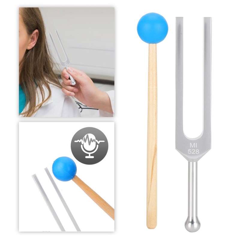528HZ Aluminum Alloy Tuning Fork Wood Hammer Sound Healing Therapy