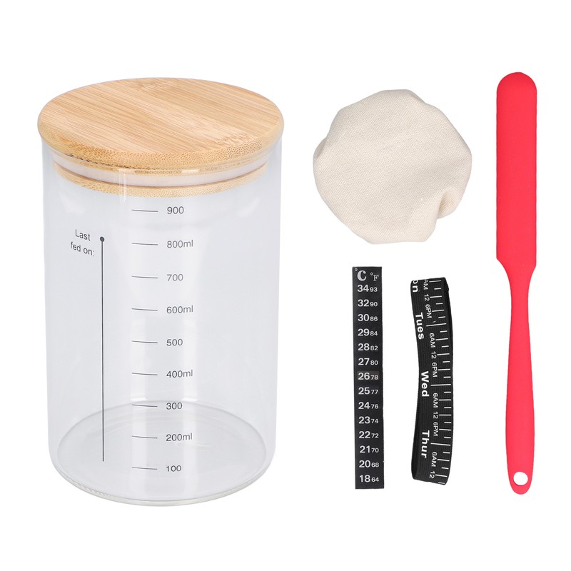 Sourdough Starter Jar Kit Wooden Lid 34oz Sourdough Bread Baking