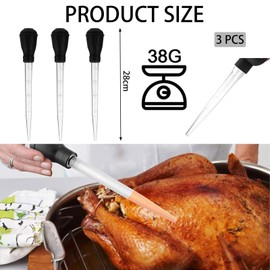 3 PCS Turkey Baster, Baster for Cooking, Large Pipette, Baster for Cooking, Chicken Basting Cooking Pipette,Cooking Turkey Injector Long Turkey Baster for Oiling and Marinating Turkey Beef Pork Fish