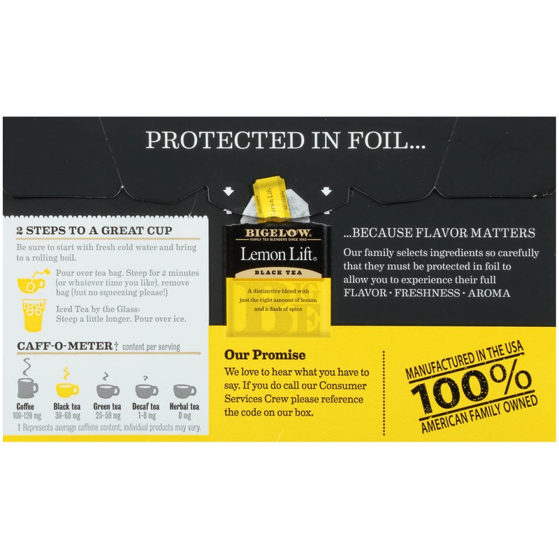 Bigelow, Black Tea, Lemon Lift, 20 Tea Bags, 1.37 oz