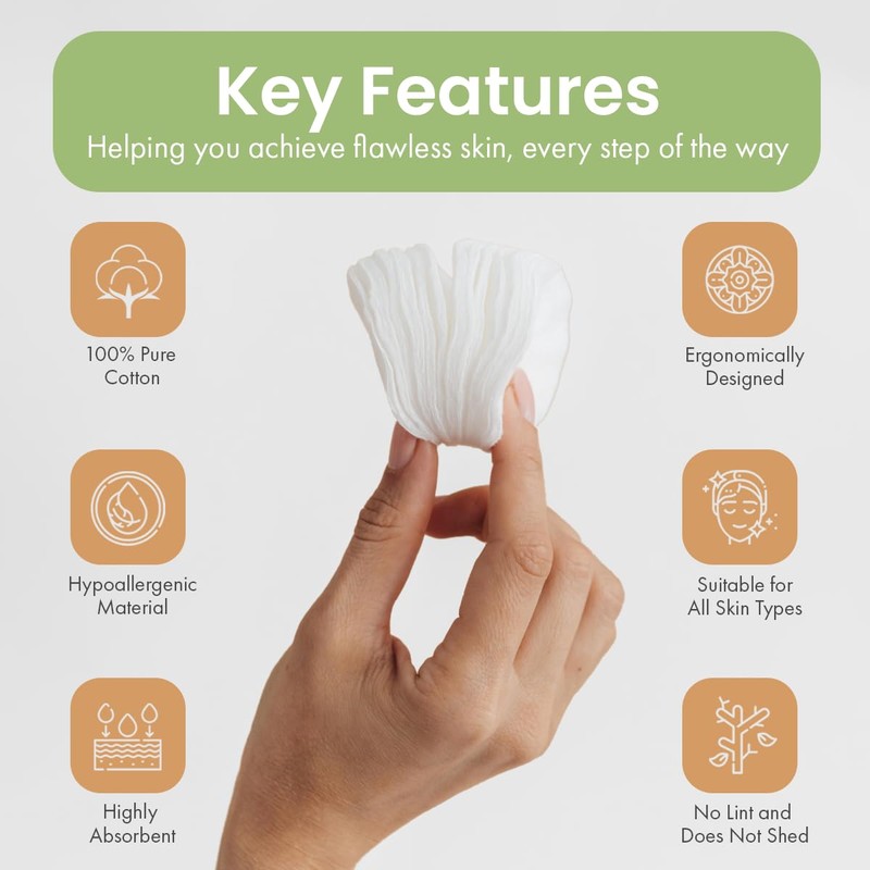 Intrinsics Large 3” Oval Cotton Pads for Face (50 Count),