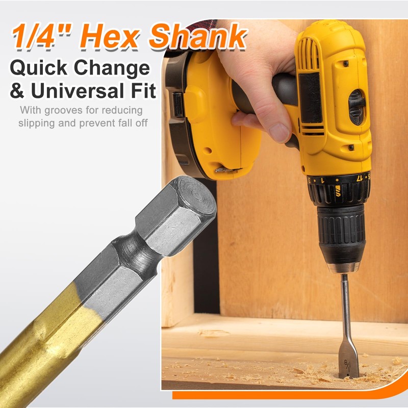 sourcing map Spade Drill Bit 1-1/8" Paddle Flat Bits Wood