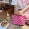 PAZIMIIK Knit Checkered Makeup Bag Large Zipper Make Up Accessory