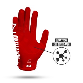 Nxtrnd G1 Pro Men's Football Gloves, Adult Sticky Receiver Gloves (Red, Medium)