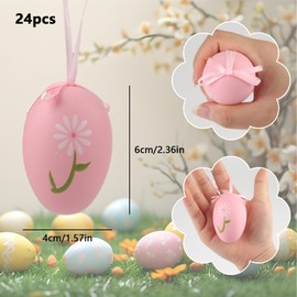Kapokr Pack of 24 Easter Eggs for Hanging Outdoor Colourful Plastic Easter Eggs 4 x 6 cm Easter Eggs Decoration with Key Band, Easter Eggs for Easter Baskets, Easter Decoration, Easter Gifts, Children