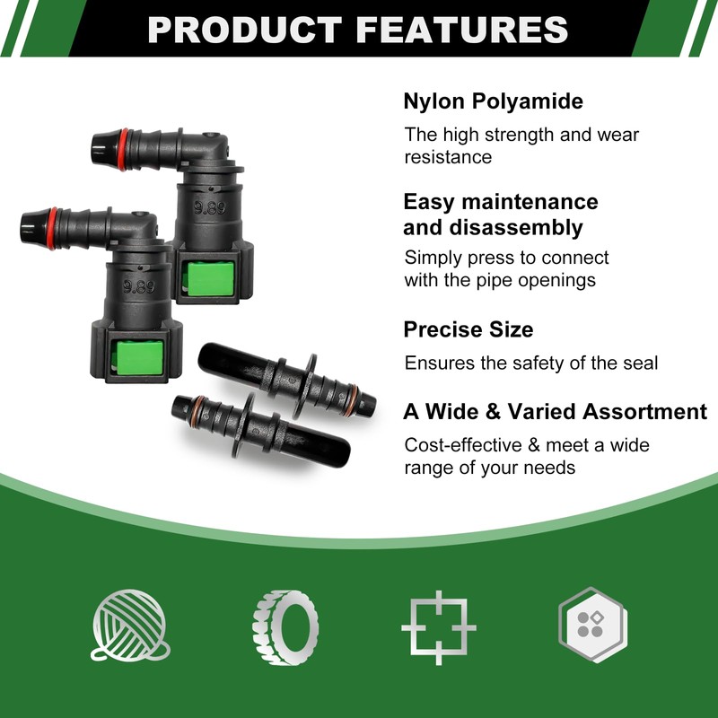 Japtend Fuel Line Quick Connect Hose Fittings, 2 Sets Fuel