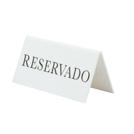 Securit Reservation Table Stands, Reservado-Spanish (Set of 5), White, 5x10x4, 5cm