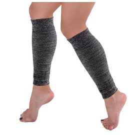 Iconikal Black & Silver Leg Warmer Sleeves - Stretchy Snug Fit from Calf to Ankle - Ideal Warm Accessory