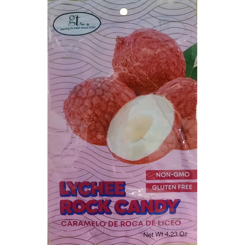 GT Lychee Rock Candy, 4.23 Ounce Bag, 1 Pack