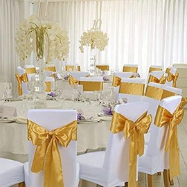 TONIFUL 12 Inch X 11yds Dark Gold Satin Ribbon Extra Wide Christmas Ribbon for Outdoor Use, Ribbon Cutting Ceremony, Grand Opening Ribbon, Table Runner, Chair Sash, Gift Wrapping, Wedding Decoration